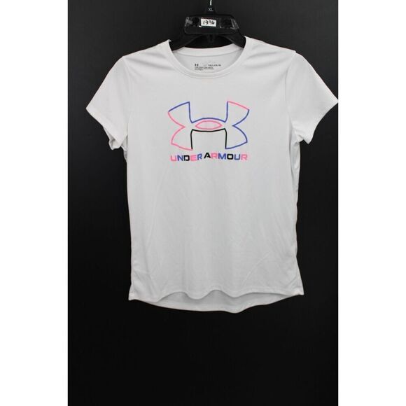 Under Armour YXL T-shirt Girls White With Multicolored Logo - Picture 1 of 7